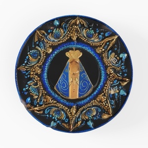 Vintage Ornate Enamel Decorative Plate 3D Model