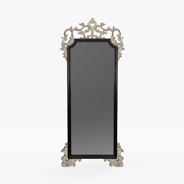 Vintage Baroque Ornate Metal Wood Full Length Wall Mirror 3D Model