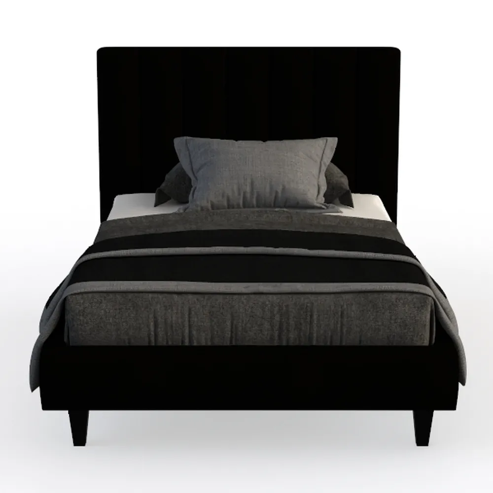 Acme Rivas Channel-Tufted Fabric Queen Bed with Ov