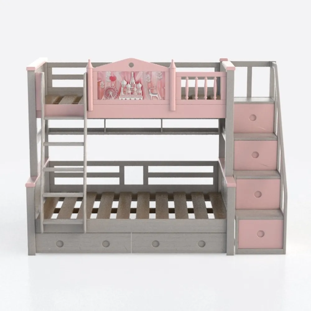 Bedz King Tall Stairway Bunk Beds Twin over Twin w