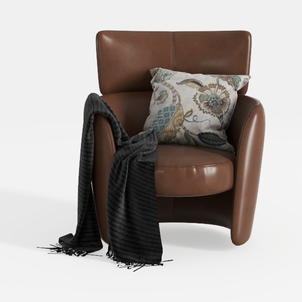 Swivel Barrel Accent Chair, Modern Round Faux