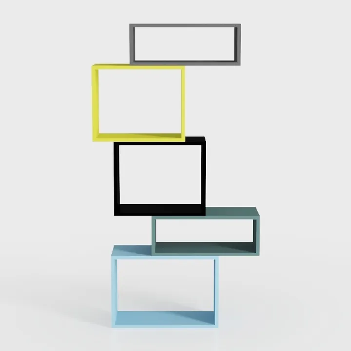 Furologee White Geometric Bookshelf with LED