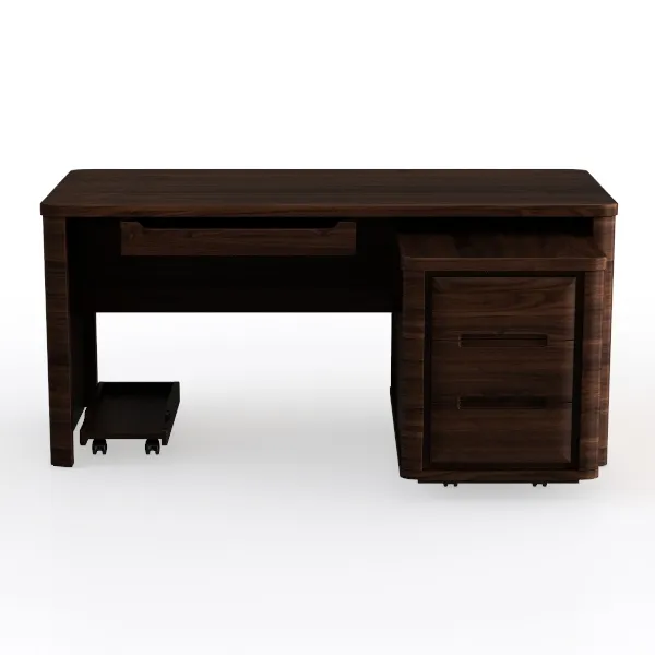 Solid Walnut Wood Modern Office Desk With Storage Drawers 3D Model ...