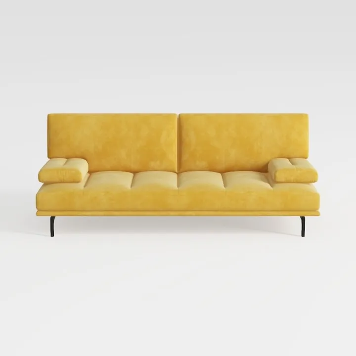 Modern Yellow Velvet Upholstered 4 Seater Sofa 3D Model