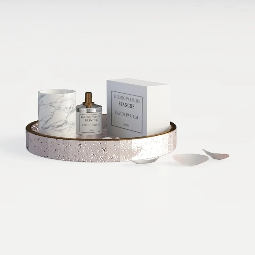 OAKOA Round Decorative Tray for Coffee Table Tray Decor-Warm Beige