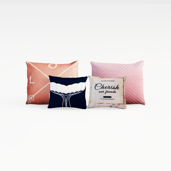 Pack of 4 Pink Spring Floral Lumbar Pillow Covers