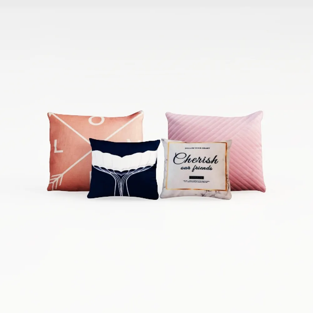 Pack of 4 Pink Spring Floral Lumbar Pillow Covers