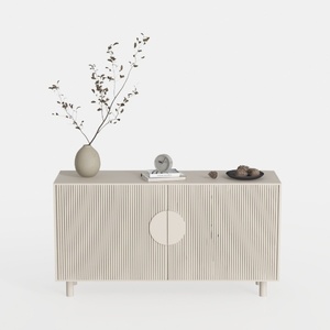 Minimalist Fluted Solid Wood Sideboard Cabinet 3D Model