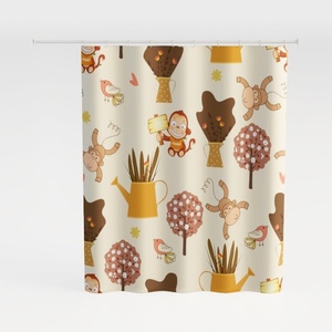 No Hook Shower Curtain Set with Snap in Fabric