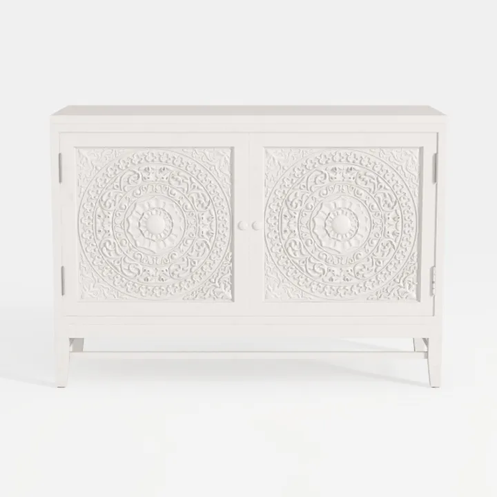 PHI VILLA White Accent Cabinet with Doors, Hollow