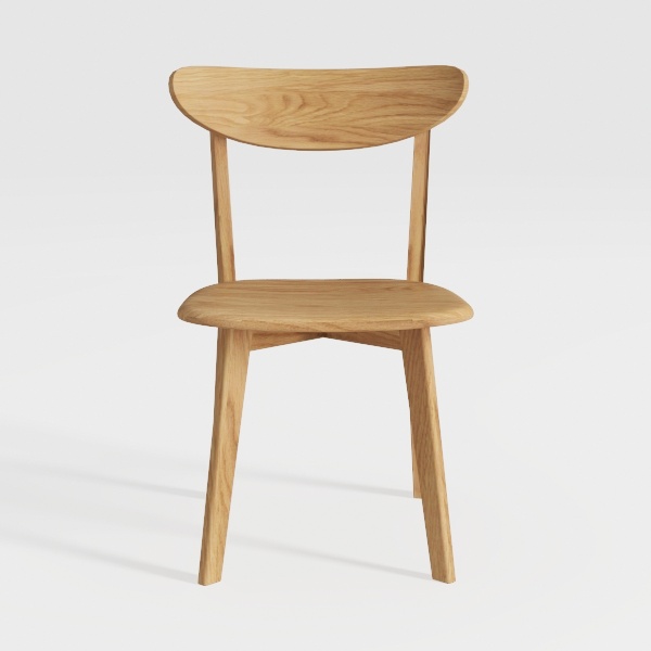 Solid Oak Wood Dining Chair, Mid Century Modern