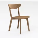 Solid Oak Wood Dining Chair, Mid Century Modern Right 45 Degree View