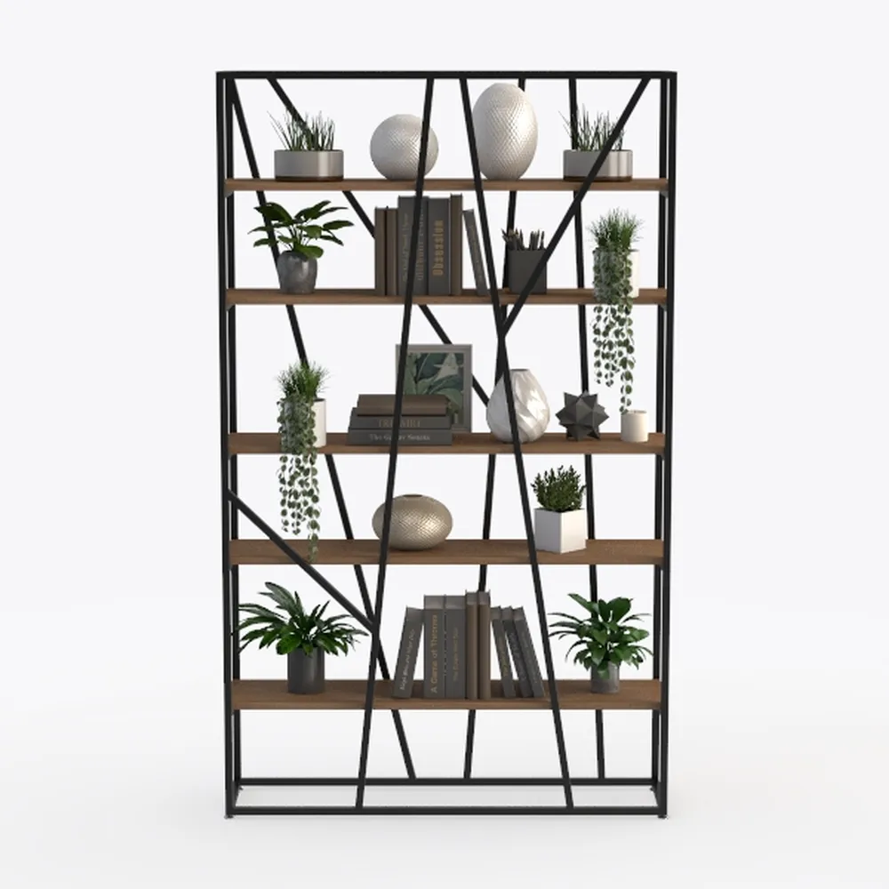 HOMISSUE Bookshelf, Industrial Double Wide 7-Tier
