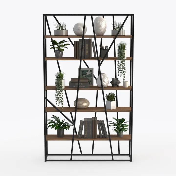 HOMISSUE Bookshelf, Industrial Double Wide 7-Tier 