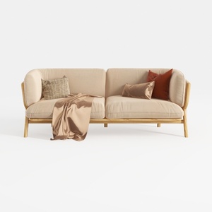 Tennozu Linen Fabric Loveseat Sofa, Convertible Fu