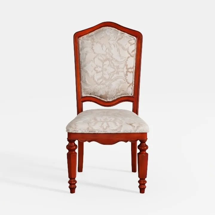 Vintage Solid Wood Fabric Upholstered Dining Chair 3D Model