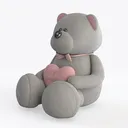 Gray Fabric Valentines Teddy Bear Plush Toy 3D Model Left 45 Degree View