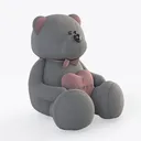 Gray Fabric Valentines Teddy Bear Plush Toy 3D Model Right 45 Degree View