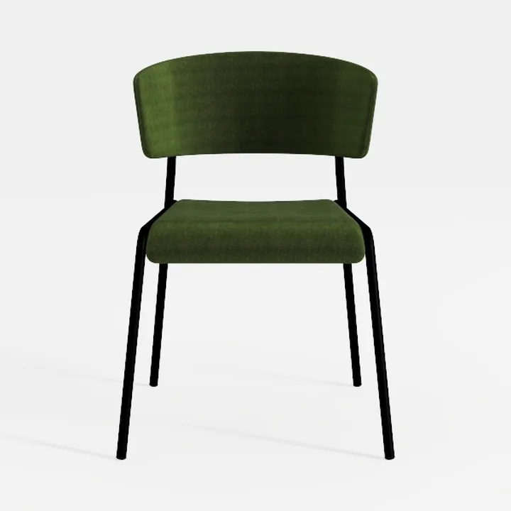 Minimalist Dark Green Fabric Metal Dining Chair 3D Model