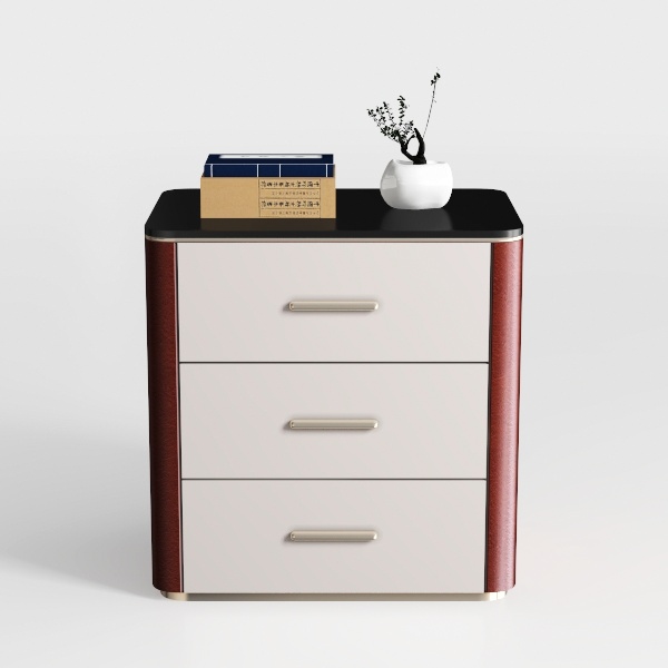 3 Tier Wood Nightstand, Bedside Table, White