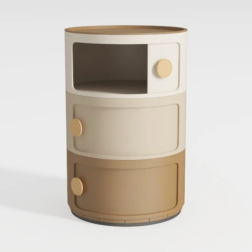 COZYMATIC 3 Tier Round Nightstand with Storage