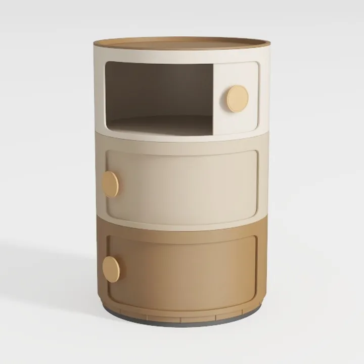 COZYMATIC 3 Tier Round Nightstand with Storage