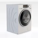 White Front Loading Washing Machine Household Appliance 3D Model Right 45 Degree View