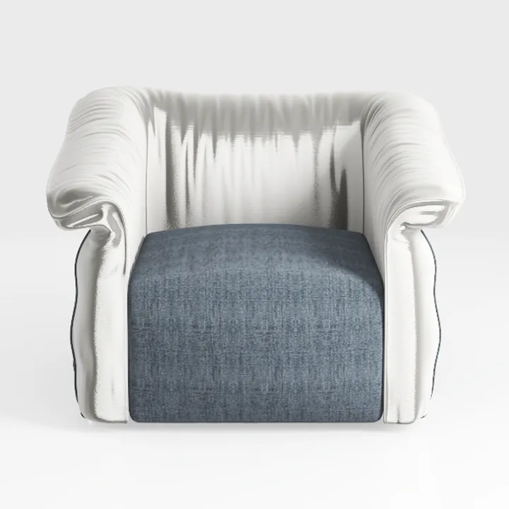 Modern Two Tone Fabric Leather Upholstered Accent Armchair 3D Model