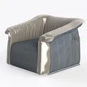 Modern Two Tone Fabric Leather Upholstered Accent Armchair 3D Model Left 45 Degree View