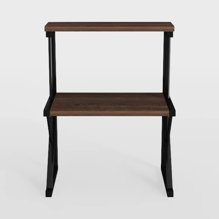 Industrial Walnut Solid Wood Metal Two Tier Side Table 3D Model