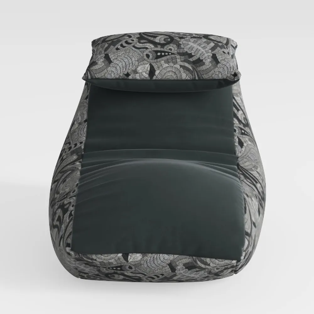 Cleves Flower Print on Gray Large Pouf