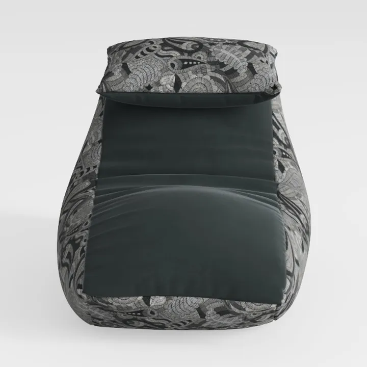 Cleves Flower Print on Gray Large Pouf