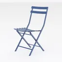Minimalist Blue Metal Folding Outdoor Chair 3D Model Right 45 Degree View