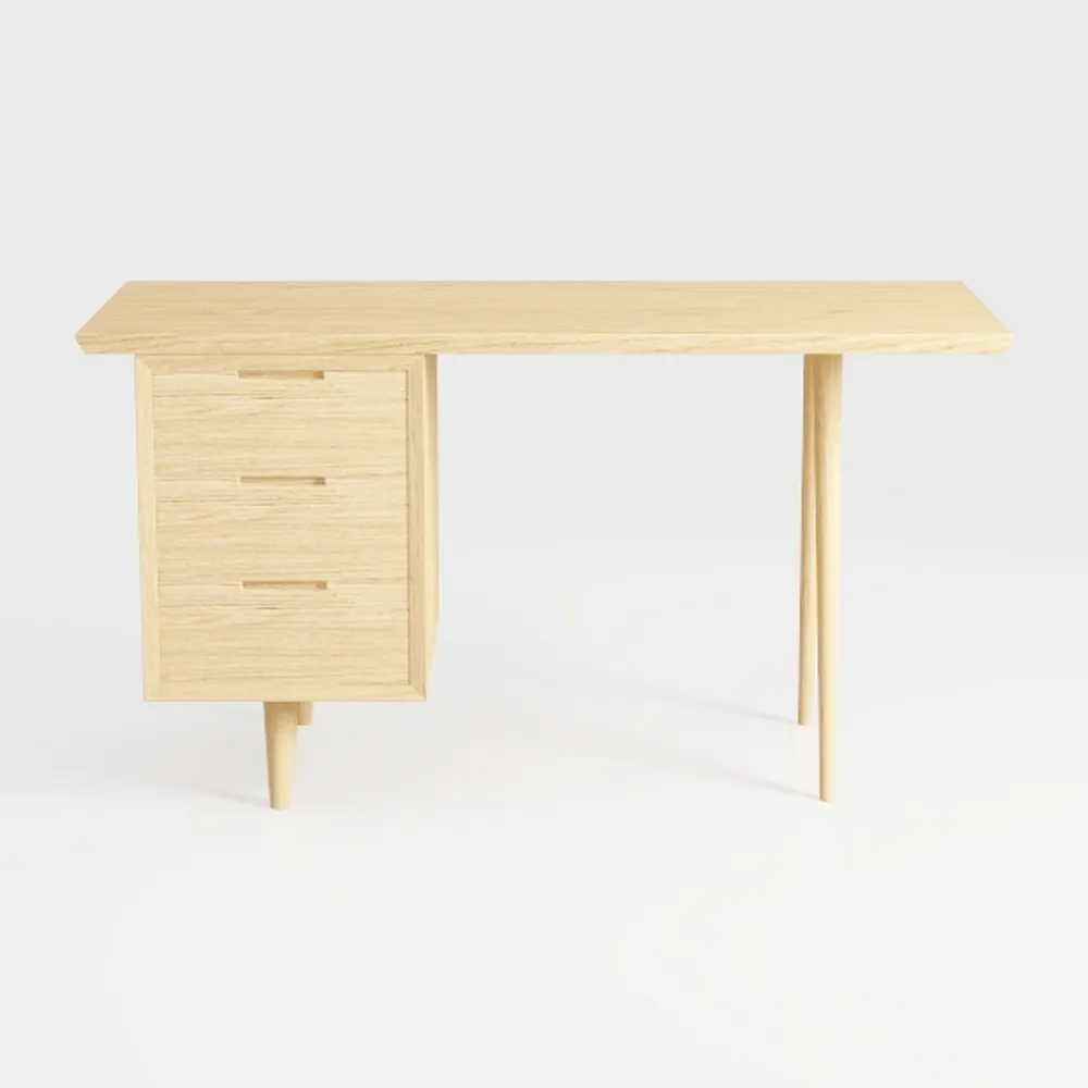 Large Wooden Desk with 3 Drawers Modern: 54" Oak