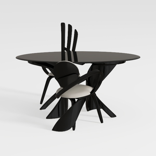 39.4 in. Black Round MDF Coffee Table Center Table