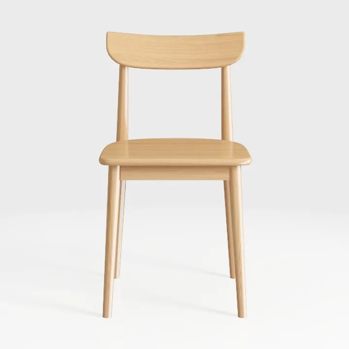 Minimalist Solid Oak Wood Dining Chair 3D Model
