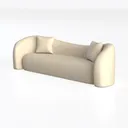 Minimalist Cream Fabric Curved Sofa 3D Model Left 45 Degree View