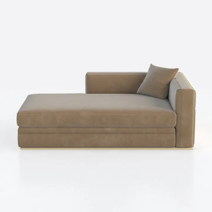 Modern Minimalist Fabric Chaise Lounge with Gold Accent Base 3D Model