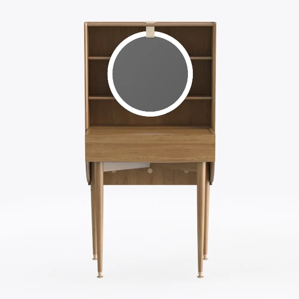 Walnut 39 in. W Makeup Vanity with 3 Storage Drawe