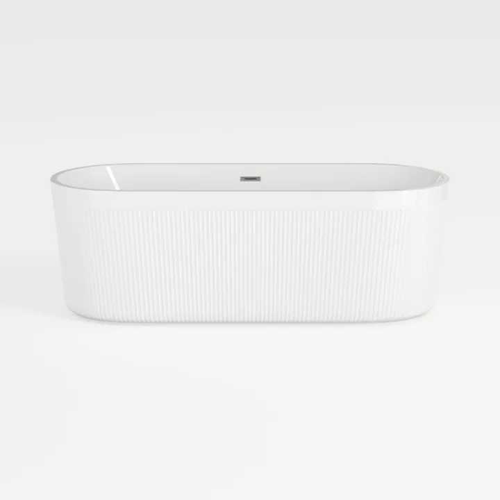 Minimalist Fluted White Acrylic Freestanding Bathtub 3D Model