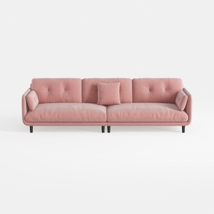 Modern Pink Velvet Tufted Extra Large Sofa 3D Model