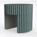 Round Console Table, Mid Century Modern Console Left 45 Degree View