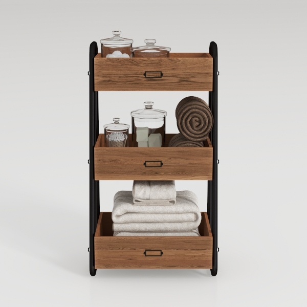 IBUYKE Narrow Side Table with Storage Shelf, 3