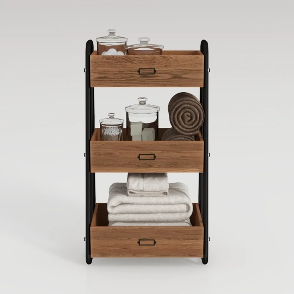 IBUYKE Narrow Side Table with Storage Shelf, 3