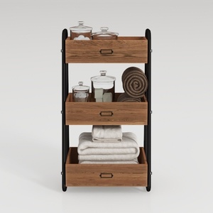 IBUYKE Narrow Side Table with Storage Shelf, 3