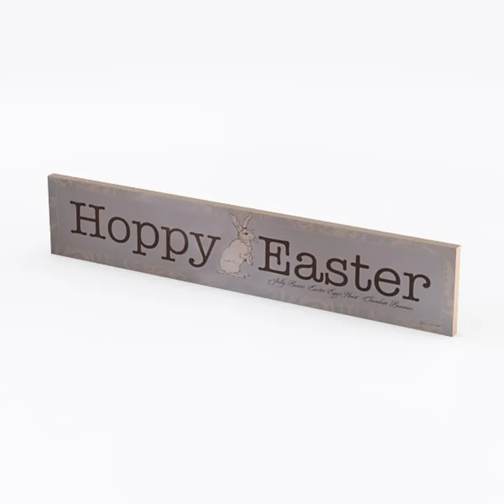Rustic Wooden Hoppy Easter Wall Sign Decor 3D Model