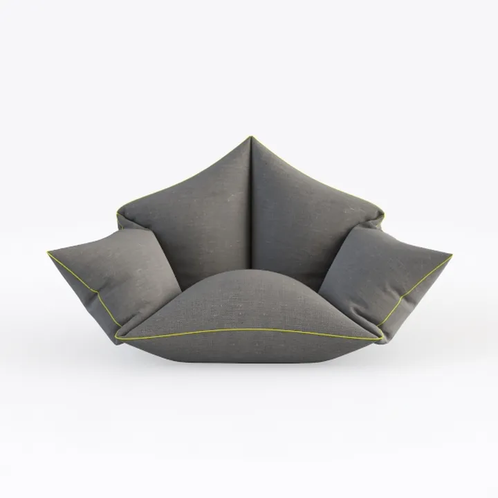 Minimalist Gray Fabric Special Shaped Lounge Chair 3D Model