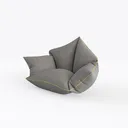 Minimalist Gray Fabric Special Shaped Lounge Chair 3D Model Left 45 Degree View