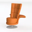 Modern Tan Leather Tufted Swivel Armchair 3D Model Left 45 Degree View