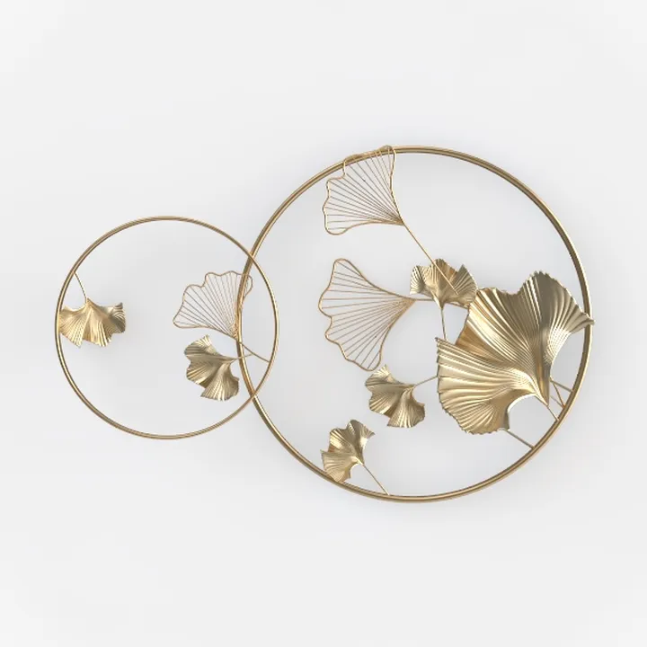 Luxury Gold Metal Ginkgo Leaf Wall Art Decor 3D Model